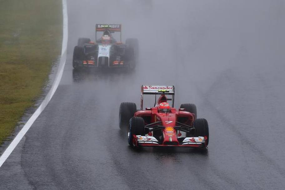 Kimi Raikkonen in difficoltà: la sua Ferrari è arrivata 12ª e doppiata. Getty
